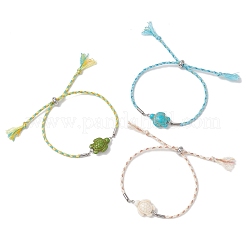 3Pcs Dyed Synthetic Turquoise Silder Bracelets&nbsp;BJEW-JB13263