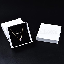 厚紙ジュエリーセットボックス  リングのために  ピアス  ネックレス  内部のスポンジ  正方形  ホワイト  8.9x8.9x3.3cm  インナーサイズ：8.3x8.3センチメートル  フタなし：8.5x8.5x3.1cm&nbsp;LS-CBOX-S018-09C