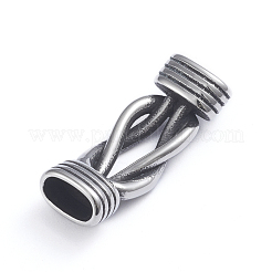 レトロ 304 ステンレススチールリンク  レザーコードブレスレット作り用  ロープの形  アンティークシルバー  11x31x6.5mm  穴：4x8mm&nbsp;STAS-L243-032AS