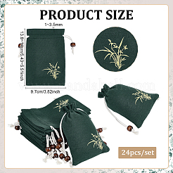 24Pcs Flower Printed Cotton & Linen Sachet Drawstring Pouches&nbsp;ABAG-PH0001-70B