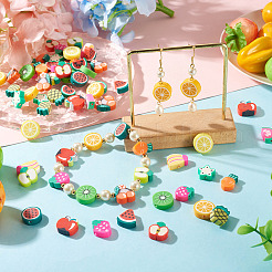 64Pcs 16 Styles Fruit & Vegetable Theme Handmade Polymer Clay Beads&nbsp;CLAY-TADJ0001-11