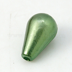ABSプラスチック模造パール  ティアドロップ  ダークシーグリーン  10x6mm  穴：1mm&nbsp;MACR-G002-11