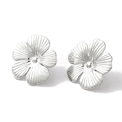 変色しない304ステンレススチール製スタッドピアス（女性用）  花  ステンレス鋼色  29mm&nbsp;EJEW-Z303-11P