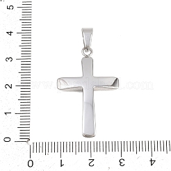 304ステンレスペンダント  クロスチャーム  ステンレス鋼色  33.5x21.5x3.5mm  穴：7x4.5mm&nbsp;STAS-B137-14P