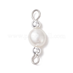 Natural Cultured Freshwater Pearl Potato & Round Electroplate Non-magnetic Synthetic Hematite Beaded Connector Charms&nbsp;PALLOY-JF04191-02