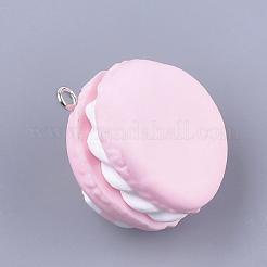 手作り樹脂粘土ペンダント  ちょう結びのあるマカロン  ピンク  28~30x25~26x16~21mm  穴：2mm&nbsp;CLAY-Q240-019G