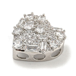 Rack Plating Brass Micro Pave Clear Cubic Zirconia Slide Charms&nbsp;ZIRC-I065-01B-P
