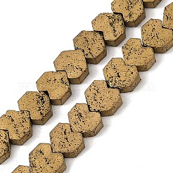 電気メッキされた天然溶岩岩ビーズ連売り  ハート  ライトゴールドメッキ  8~9x8x3mm  穴：1mm  約56個/連  15.75''~16.14''（40~41センチメートル）&nbsp;G-K388-04B-09