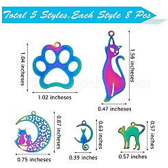 40Pcs 5 Style Ion Plating(IP) 201 Stainless Steel Pendants&nbsp;STAS-SZ0002-68