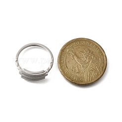 女性用テクスチャ長方形 304 ステンレススチール指輪  ステンレス鋼色  内径：17mm&nbsp;RJEW-L126-05B-05P
