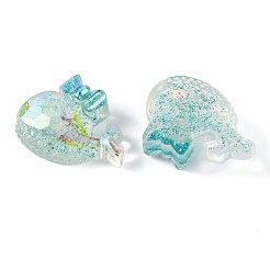 Transparent Epoxy Resin Whale with Bowknot Decoden Cabochons&nbsp;CRES-M034-04B