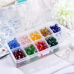 400個10色電気メッキガラスビーズ連売り  パール光沢メッキ  多面カット  ロンデル  ミックスカラー  8x6mm  穴：1mm  40個/カラー&nbsp;EGLA-SZ0001-12