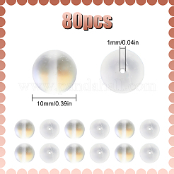 ガラスビーズ  ホログラフィックビーズ  染め  艶消し  ラウンド  透明  10mm  穴：1mm  80pc&nbsp;G-SP0001-03C-02