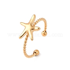 304ステンレススチールカフリング  ヒトデ  ゴールドカラー  11x14mm&nbsp;RJEW-D334-08G