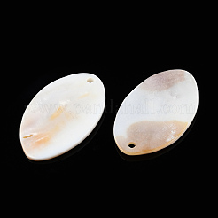 天然淡水シェルのペンダント  オーバルチャーム  乳白色  43~43.5x26.5x3~4 MMMM  穴：2.5mm&nbsp;SHEL-N026-214C-B01