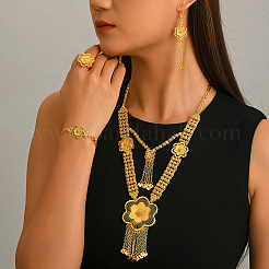 Vintage Alloy Hollow Flower Bracelets & Earrings & Necklaces & Rings Sets for Women&nbsp;US8620