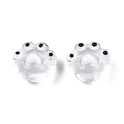 透明アクリルエナメルビーズ  猫の爪プリント  ブラック  16x18.5x13.5mm  穴：3mm&nbsp;TACR-G040-04