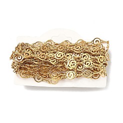 304ステンレス鋼スパイラルリンクチェーン  溶接されていない  カード用紙付き  ゴールドカラー  13x9x0.5mm&nbsp;CHS-G046-01G-1