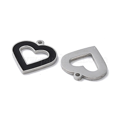 304ステンレスペンダント  エナメル  ハートチャーム  ステンレス鋼色  17x16x1.5mm  穴：1.4mm&nbsp;STAS-C083-04P-01