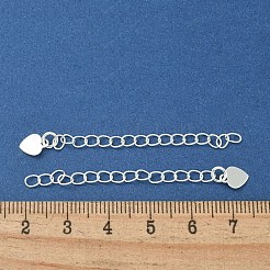 ラックメッキ真鍮チェーンエクステンダー  長持ちメッキ  カドミウムフリー＆鉛フリー  ハート  銀  56.5mm&nbsp;FIND-T071-16S