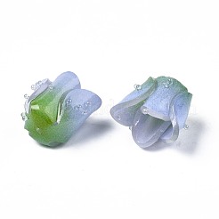 プラスチックビーズ  花  ライトスチールブルー  13~15x9~15x9~15mm  穴：0.8~1.2mm&nbsp;KY-N015-037B