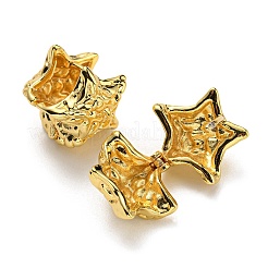 スターフープピアス  女性のための真鍮のアクセサリー  カドミウムフリー＆鉛フリー  18KGP本金メッキ  16x17mm&nbsp;EJEW-G355-04G