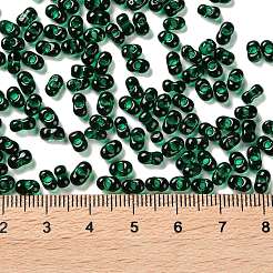 ガラスシードビーズ  透明色  ピーナッツ  濃い緑  5~6x2.5~3x3~3.5mm  穴：1~1.2mm  約5000個/ポンド&nbsp;SEED-L011-02A-07