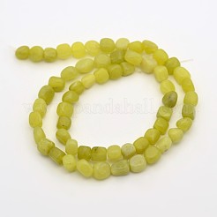 天然石レモンジェイド翡翠ビーズ連売り  ナゲット  5~7mm  穴：5~7mm  約1インチ&nbsp;G-P070-01