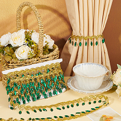 Polyester Lace Ribbon with Plastic Charms Tassel&nbsp;OCOR-WH0078-202B-03