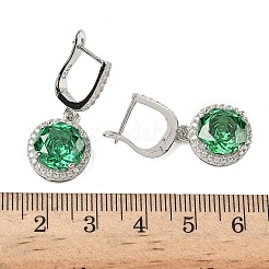 925スターリングシルバーマイクロパヴェキュービックジルコニアフープピアス  フラットラウンド  プラチナ  グリーン  31x13mm&nbsp;EJEW-B147-01A-02