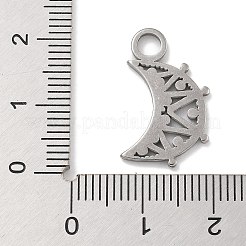 変色防止304ステンレススチールペンダント  ムーンチャーム  ステンレス鋼色  20x12.5x1.4mm  穴：3.2mm&nbsp;STAS-D197-12P