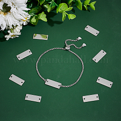 304ステンレススチールリンク60個  空白タグのスタンプ  長方形  ステンレス鋼色  21x9x1mm  穴：1.6mm&nbsp;STAS-UN0057-02