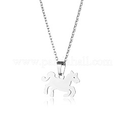 馬のステンレスペンダントネックレス  女性用アズキチェーンネックレス  ステンレス鋼色  17.72インチ（45cm）&nbsp;PW-WG456C5-01