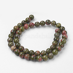 Natural Unakite Bead Strands&nbsp;G-G735-67-8mm