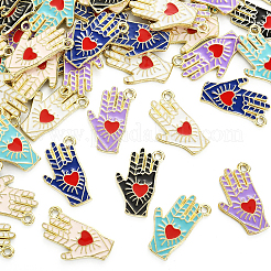 60Pcs 6 Colors Alloy Enamel Pendants&nbsp;ENAM-CJ0003-82