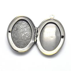 Brass Locket Pendants&nbsp;KK-F717-28AB-NR