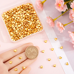 500個の合金ビーズ  ハート  ゴールドカラー  6x5x3mm  穴：1mm&nbsp;FIND-SP0002-20A