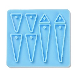 三角形のホログラフィックペンダント DIY シリコンモールド  レジン型  UVレジン用  エポキシ樹脂工芸品作り  ライトスカイブルー  76x83x6.5mm  穴：3mm  内径：9.5~48x11.5~13mm&nbsp;DIY-K063-01