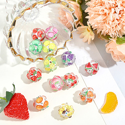 13Pcs 13 Colors Fruit Round Resin Beads&nbsp;RESI-PA0001-53