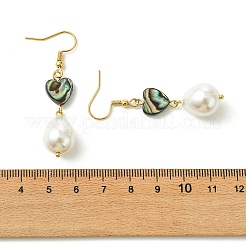 Natural Abalone Shell and Shell Pearl Dangle Earrings&nbsp;EJEW-JE07432-01