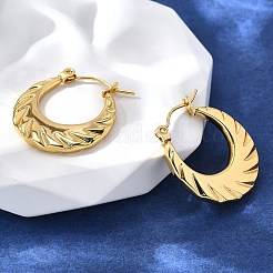 女性用304ステンレスフープピアス  イオンプレーティング（ip）  フラットラウンド  18KGP本金メッキ  24x21x2.5mm&nbsp;EJEW-L296-079G