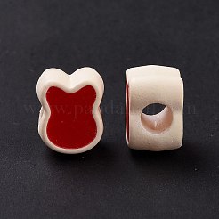 ラバー加工アクリルヨーロッパビーズ  エナメル  大穴ビーズ  兎  ミックスカラー  12.6x10.2x8.2mm  穴：4.8mm&nbsp;SACR-E009-12