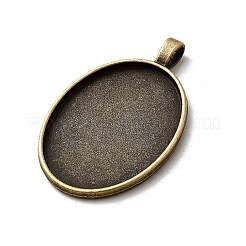 ヴィンテージチベットのスタイル合金のペンダントのカボションのセッティング  プレーンエッジベゼルカップ  カドミウムフリー＆ニッケルフリー＆鉛フリー  アンティークブロンズ  楕円形のトレイ：40x30mm  52x33x6mm  穴：4mm&nbsp;X-TIBEP-M018-21AB-NF