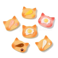 60個 6色 猫型イミテーションクッキー 不透明樹脂カボション  ミックスカラー  19x21.5x6mm  10個/カラー&nbsp;CRES-CJ0001-77