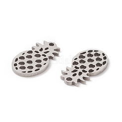 変色しない201ステンレススチールペンダント  レーザー切断  中空  パイナップルチャーム  ステンレス鋼色  16x9x1mm  穴：1.2mm&nbsp;STAS-G296-14P