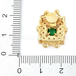 ラックメッキフラワー真鍮マイクロパヴェキュービックジルコニアボックス留め金  長持ちメッキ  鉛フリー＆カドミウムフリー  1連  2穴  ゴールドカラー  4mm  穴：18x15x6.5mmと1mm&nbsp;KK-F876-14G