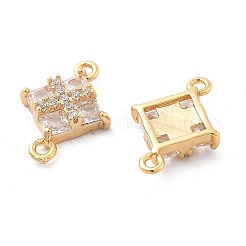 真鍮製のクリアキュービックジルコニアコネクタチャーム  菱形リンク  18KGP本金メッキ  11x16x3mm  穴：1.2mm&nbsp;KK-G516-07G