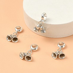 チベット風合金ヨーロピアンダングルチャーム  ベル大穴ペンダント  アンティークシルバー  24mm  ベル：10x8mm  穴：5mm&nbsp;MPDL-YW0001-02