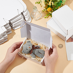厚紙紙の配送用ボックス  郵送用折りたたみボックス  長方形  ホワイト  15x10x4cm&nbsp;CON-WH0089-57