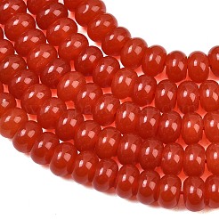 天然の白い翡翠ビーズの連  滑らかなロンデル  レッド  8~8.5x5mm  穴：0.9mm  約74~76個/連  14.96''~15.35''（38~39センチメートル）&nbsp;GG-CBAD029-B05-5x8mm